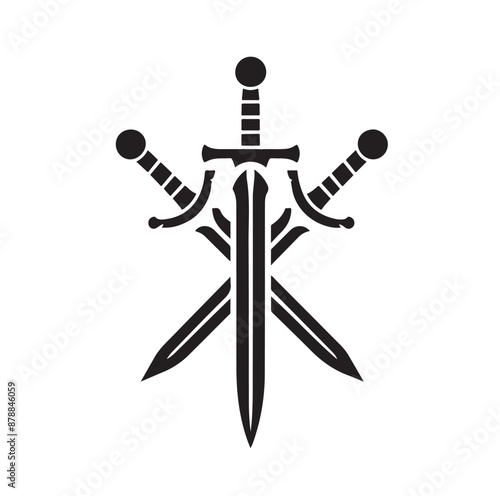 set of swords silhouettes vector illustration