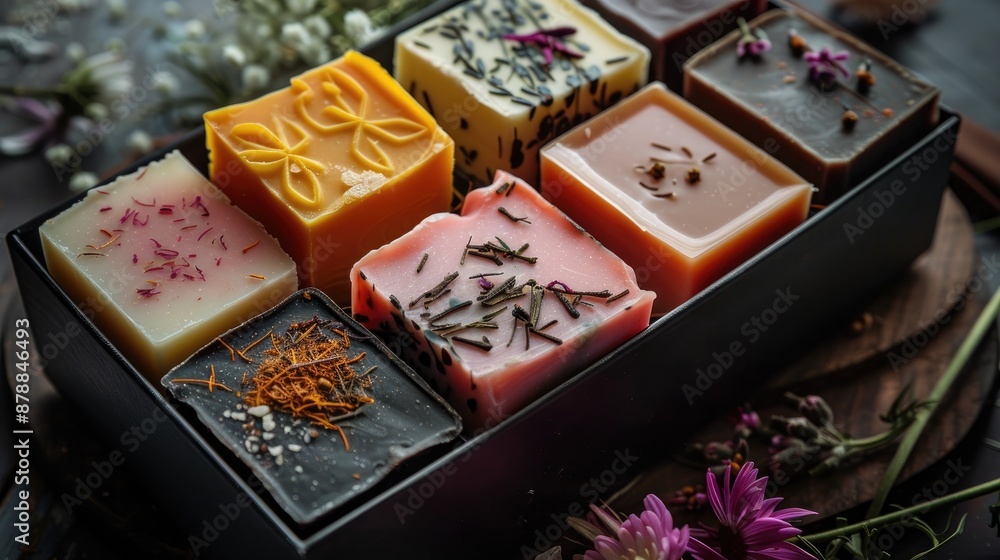 Homemade soap in black box Homemade soap in black box