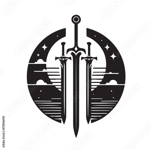 set of swords silhouettes vector illustration