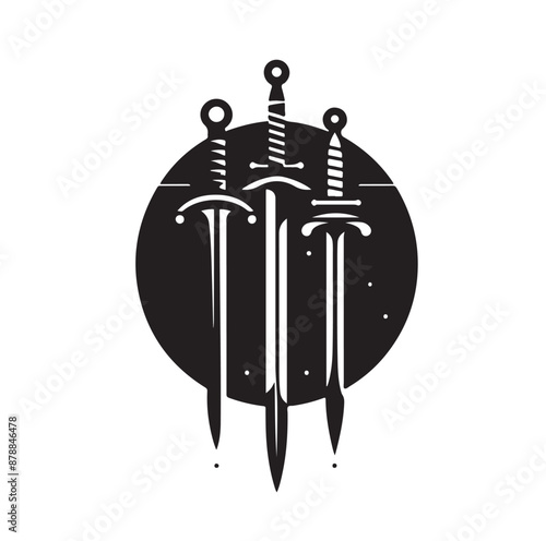 set of swords silhouettes vector illustration