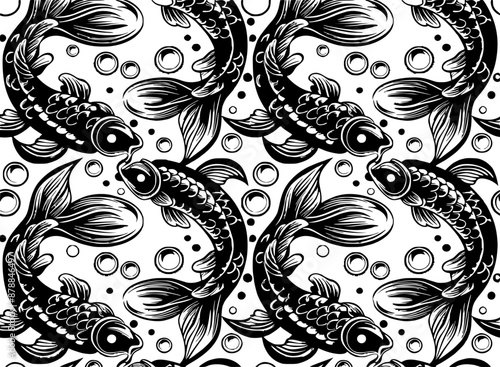 koi seamless pattern design for 40oz laser tumbler, mockap, warp tumbler