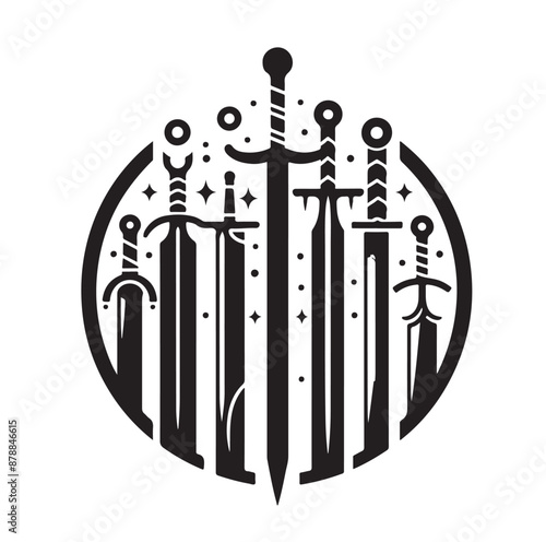 set of swords silhouettes vector illustration