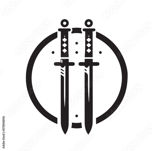 set of swords silhouettes vector illustration