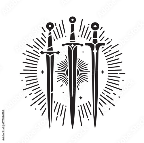 set of swords silhouettes vector illustration