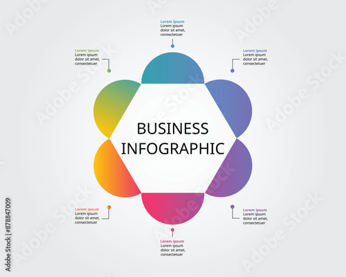hexagon shape template for business infographic for presentation for 6 element