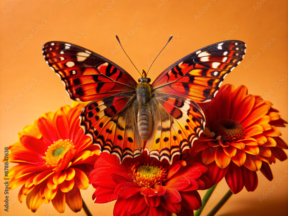 Fototapeta premium butterfly on flower, nature, flower, animal, wings, summer, macro, wildlife, fly, plant, wing, isolated, orange, beauty