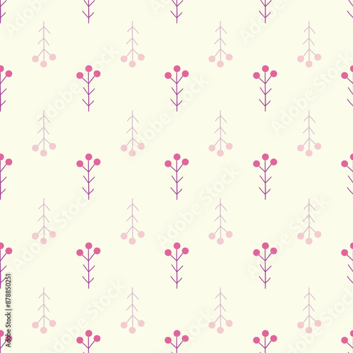 seamless repeat pattern with simple cute pink cherries on a cream background perfect for fabric, scrap booking, wallpaper, gift wrap projects