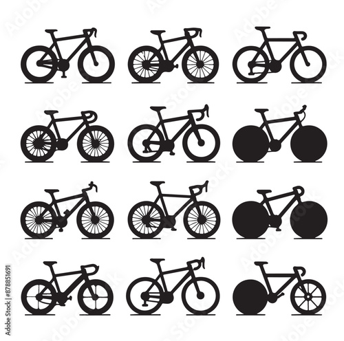 Bicycle set icon silhouettes vector illustration