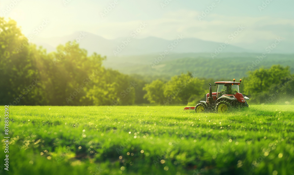 tractor in green field tractor in green field