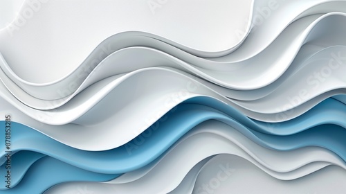 Abstract wave-like layers in white and blue tones