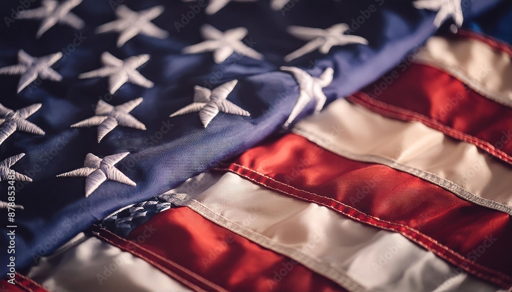 Fototapeta premium American Flag Close-Up: Symbols of Freedom