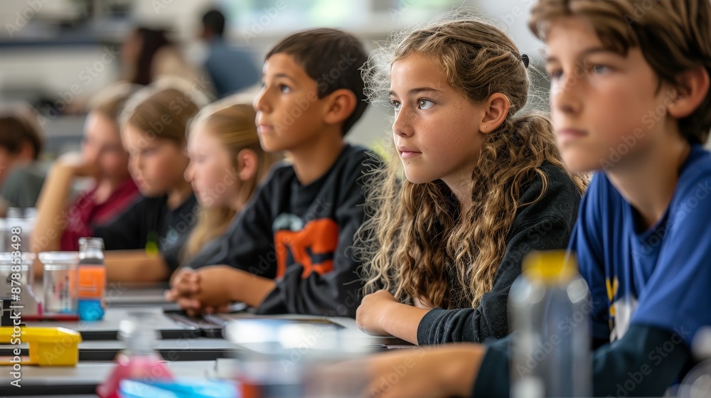 A classroom full of students participating in a hands-on STEM activity A classroom full of students participating in a hands-on STEM activity