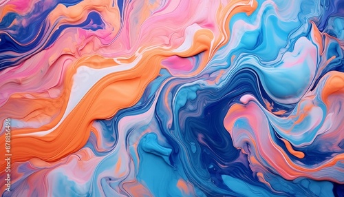 abstract background of acrylic paint in blue pink and orange tones liquid marble texture jpeg