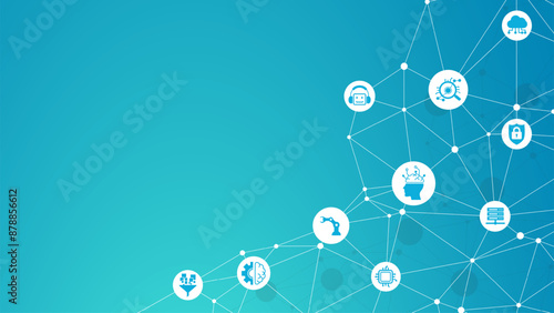 Ai technology, Artificial Intelligence. Artificial intelligence icon set. Containing machine learning, data science, AI, virtual assistant, generative AI, technology, Turing test and more.