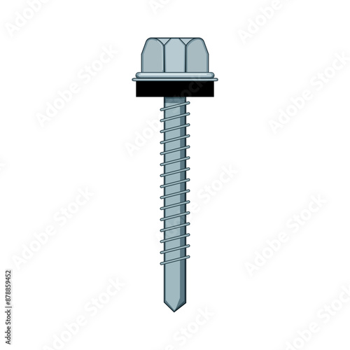 bolt roofing screw cartoon. commercial iron, photovoltaic nail, contractor nut bolt roofing screw sign. isolated symbol vector illustration