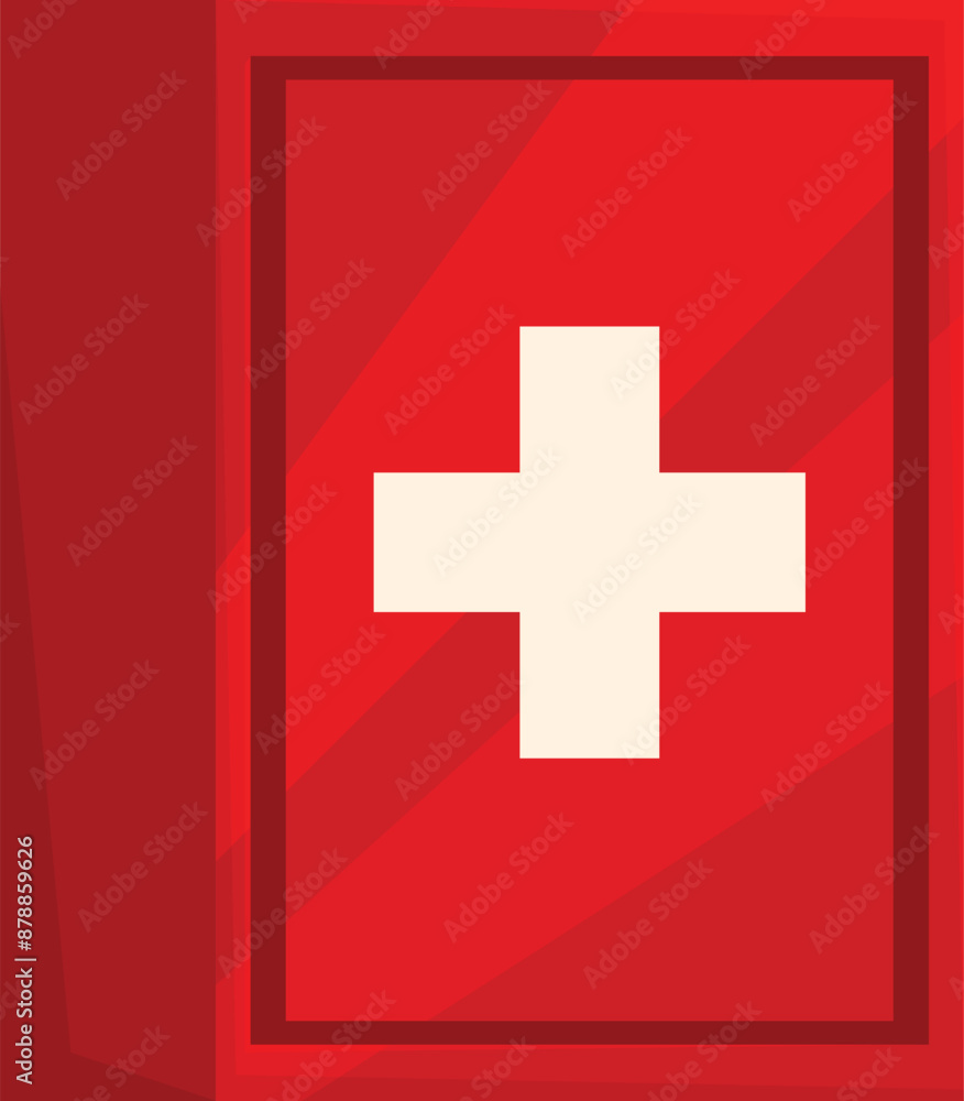 Red first aid kit closed, showing the white cross symbol, on a white background Red first aid kit closed, showing the white cross symbol, on a white background