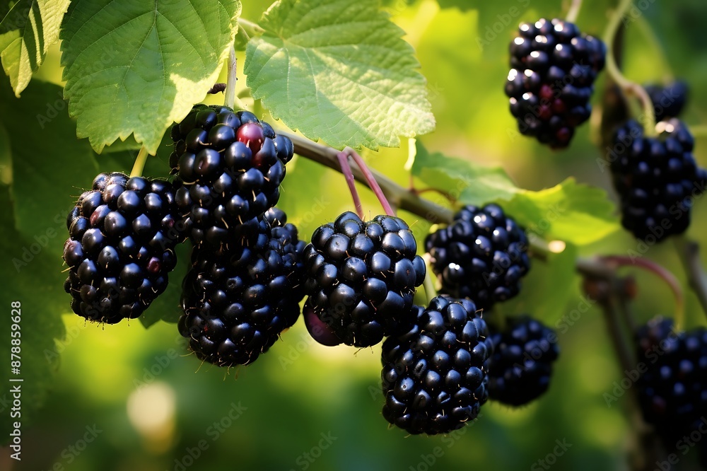 Blackberry hanging on a tree. Blackberry in the orchard Blackberry hanging on a tree. Blackberry in the orchard