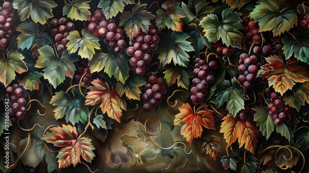 Vine Grapes with Foliage Vine Grapes with Foliage