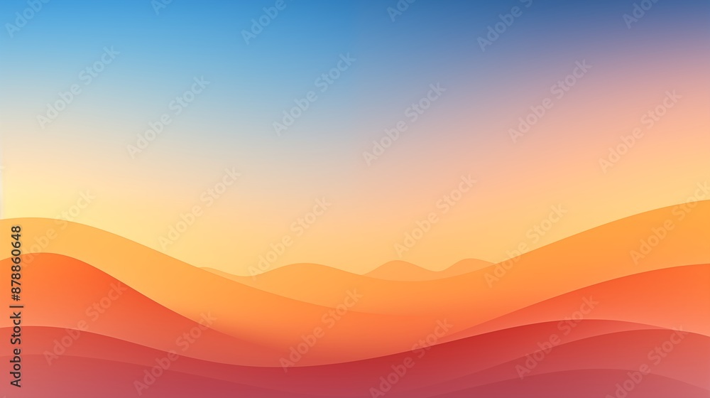 Serene Desert Sunset with Layered Dunes and Gradient Sky Serene Desert Sunset with Layered Dunes and Gradient Sky