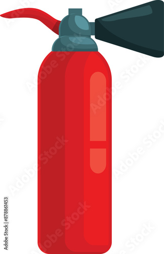Red fire extinguisher standing upright, ready to be used in case of fire emergency