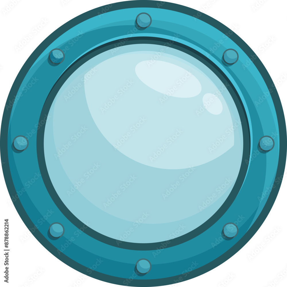custom made wallpaper toronto digitalCartoon style illustration of a round porthole showing a clear blue ocean view