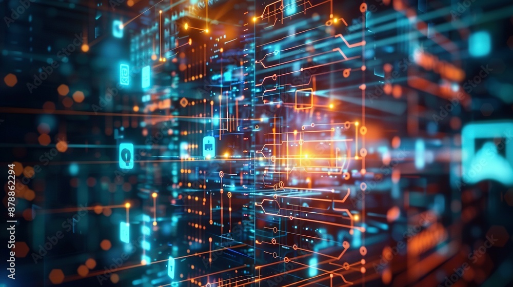 High-Tech Cybersecurity Network Display: Dramatic Compositions with Copy Space High-Tech Cybersecurity Network Display: Dramatic Compositions with Copy Space