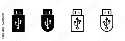 Usb icon vector isolated on white background. Flash disk icon vector