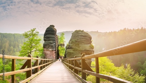 hiking along the malerweg hiking trail in saxon switzerland saxony germany photo