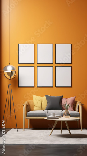 The Modern Interior Living Room Design Mockup with Stylish and Functional Home Décor. Ideal for interior design projects, social media content, and promotional materials.