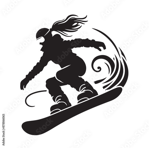 snowboarder silhouette vector illustration