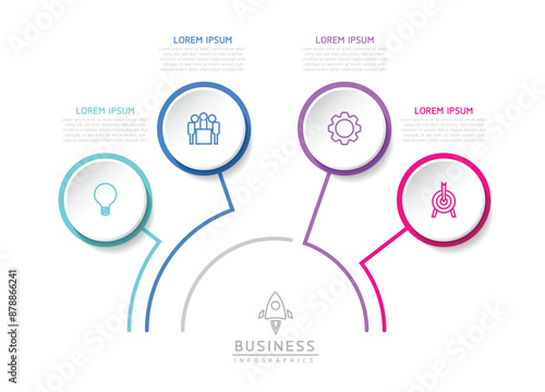 Wallpaper Mural Vector infographic business presentation template with circular interconnection with 4 options. Torontodigital.ca