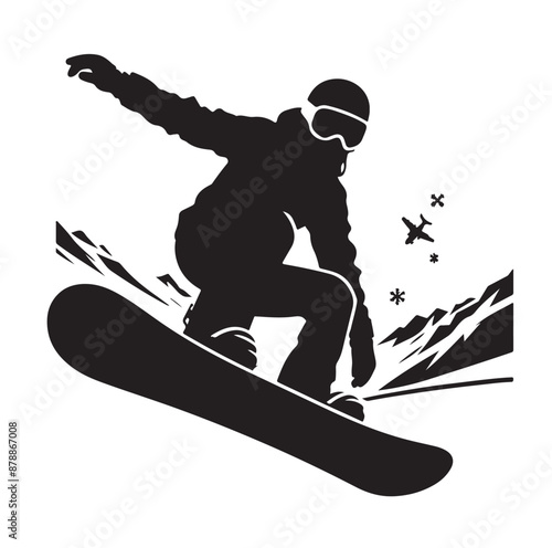 snowboarder silhouette vector illustration