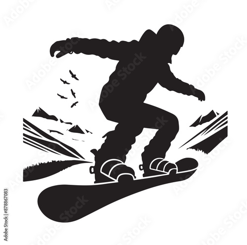 snowboarder silhouette vector illustration