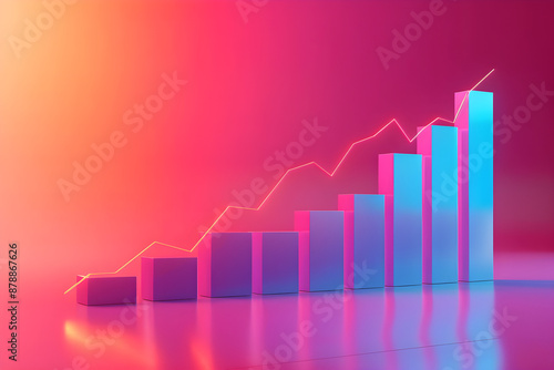 Free Download Increasing line graph on vibrant gradient background business growth concept 3D render suitable for financial success themes, data visualization, and modern business designs. - GFXLoad