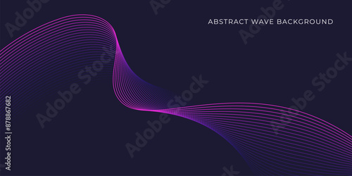 Abstract wave background with purple line pattern. Dynamic wave pattern. Futuristic technology concept. Vector illustration