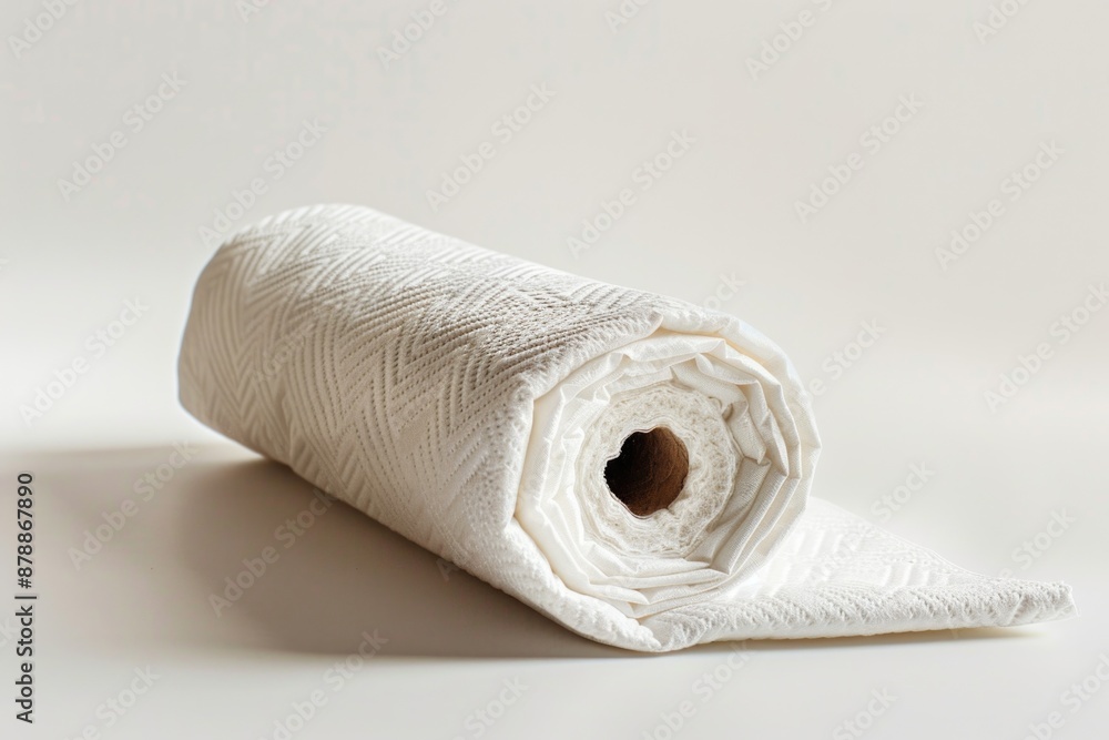 Fototapeta premium A roll of white fabric on a white surface
