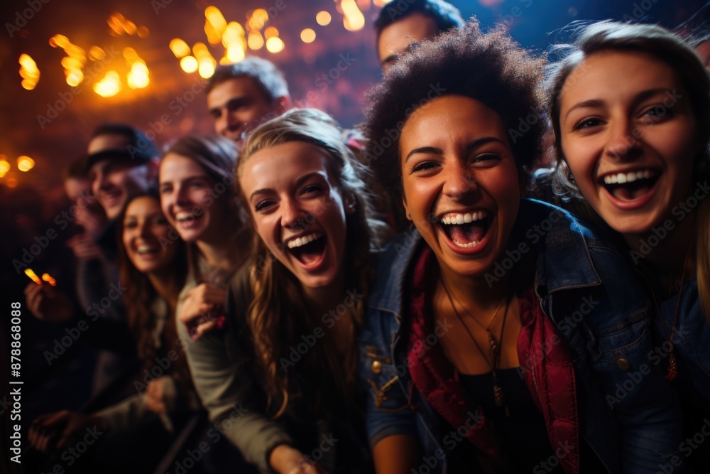 Concert energy: people at music concert, cheering crowd, electrifying atmosphere as fans unite, immerse in live music experience, celebrate their favorite artists with enthusiastic cheers, applause Concert energy: people at music concert, cheering crowd, electrifying atmosphere as fans unite, immerse in live music experience, celebrate their favorite artists with enthusiastic cheers, applause