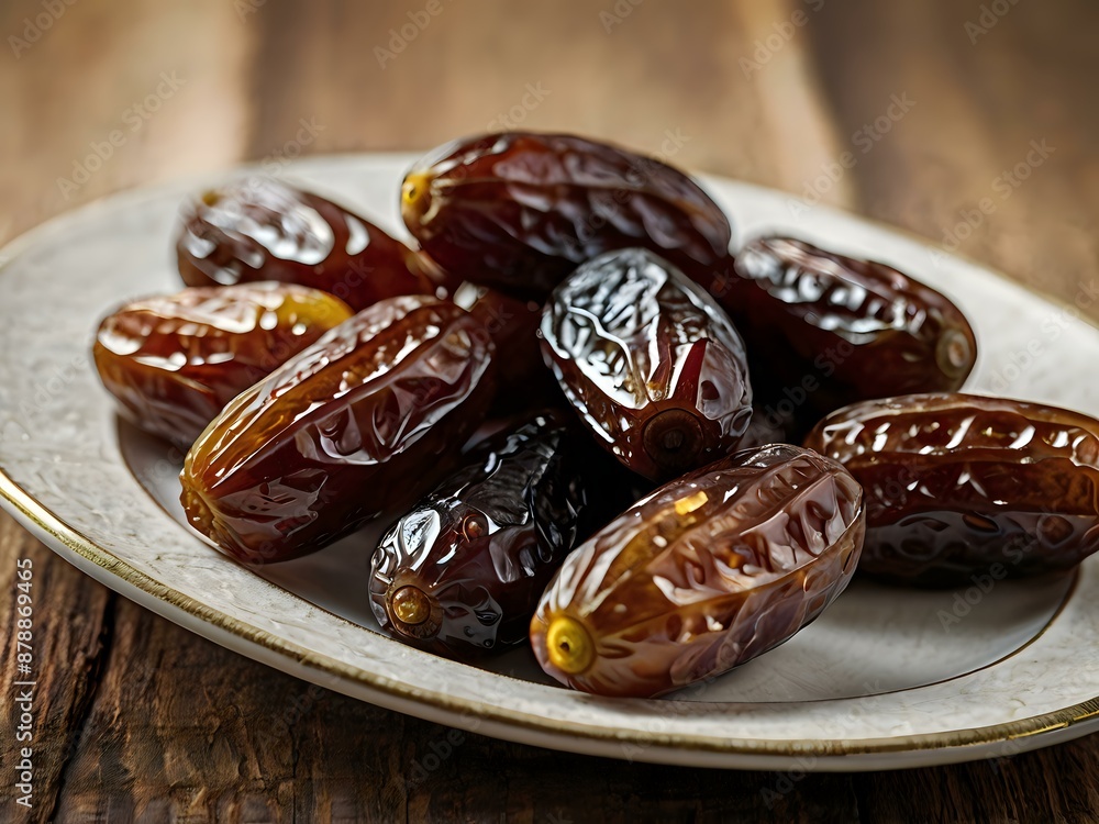 dates close up. date palm background. Date palm on a traditional craftsman market.Horizontal image.	