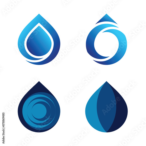 set of abstract modern water drop logo design. Premium Vector