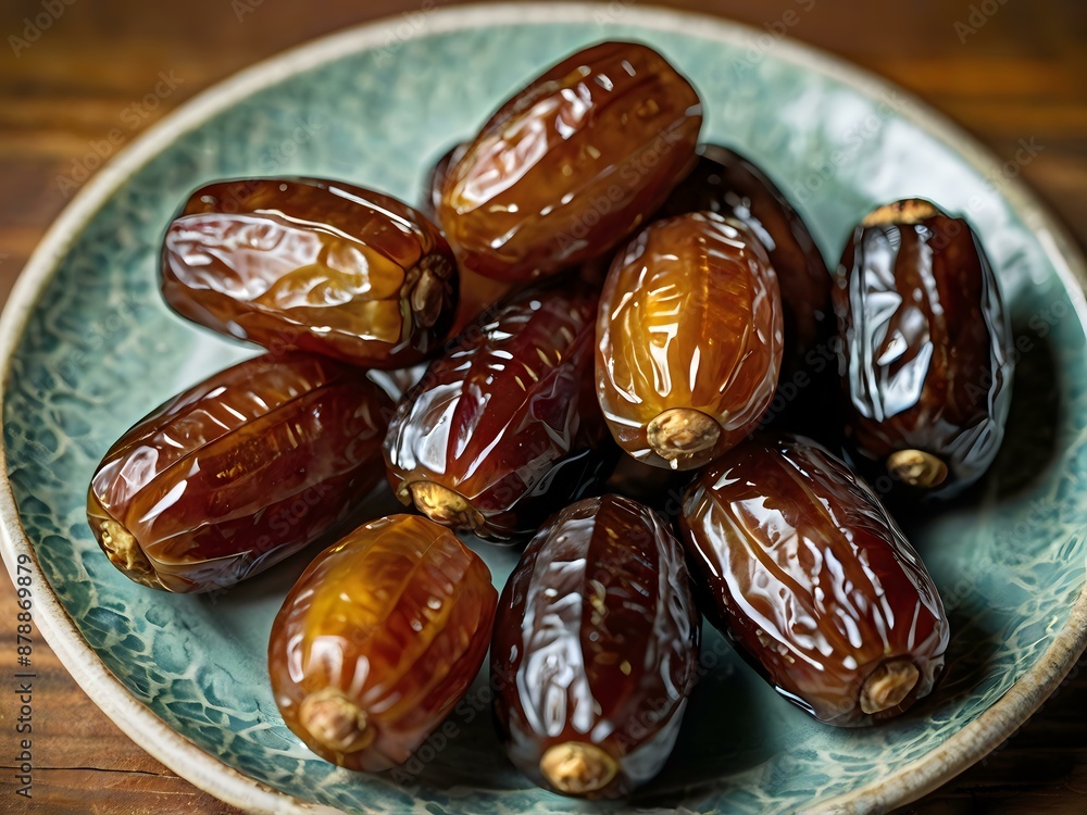 dates close up. date palm background. Date palm on a traditional craftsman market.Horizontal image.	