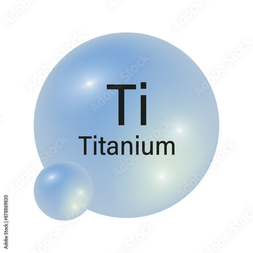 Titanium element symbol. Blue gradient sphere. Chemical icon vector. Periodic table detail.