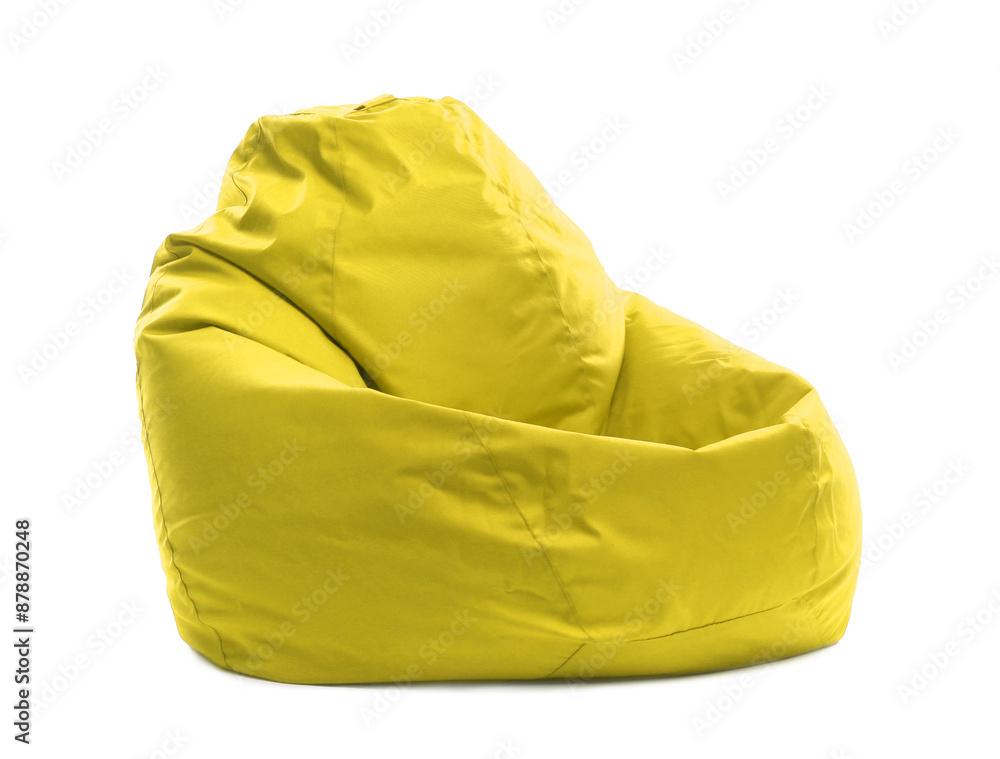 One yellow bean bag chair isolated on white One yellow bean bag chair isolated on white