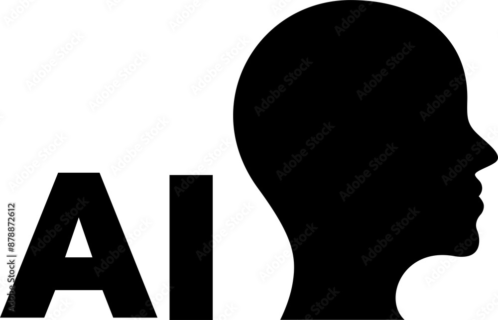 AI symbol with human head, 3d rendering AI symbol with human head, 3d rendering