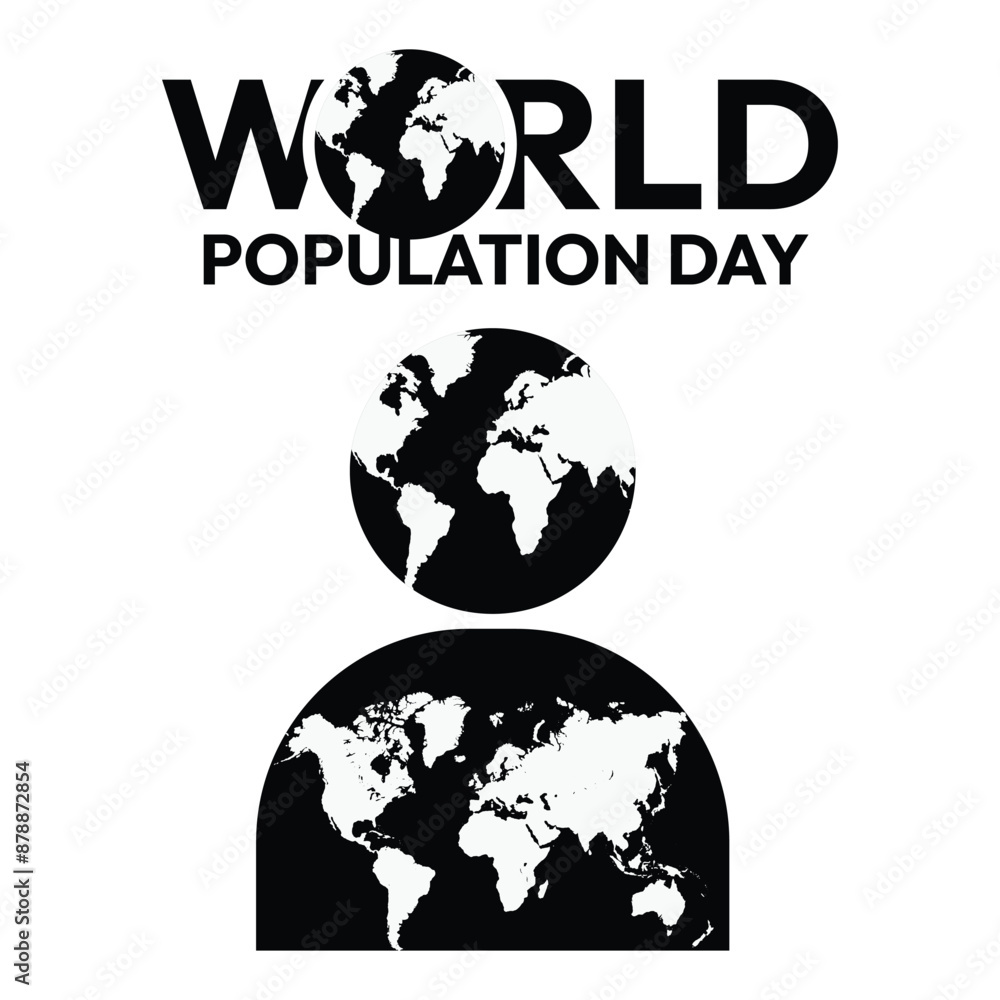 Obraz premium population, world population day black color illustration on white background.
