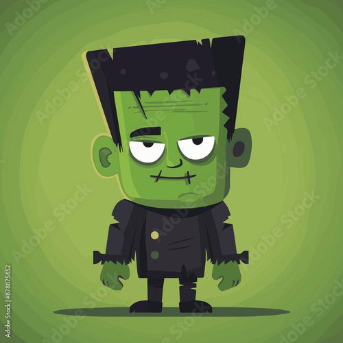 Cute Cartoon Halloween Frankenstein Monster Character