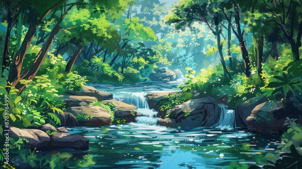 Naklejka premium Tranquil Forest Stream