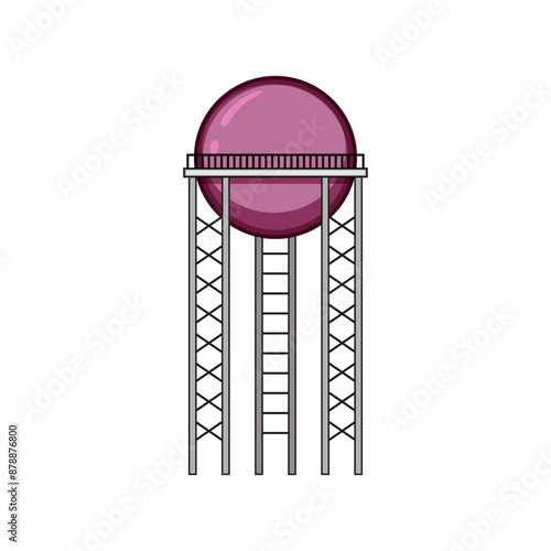 building water tower cartoon. reservoir oil, old isometric, city reserve building water tower sign. isolated symbol vector illustration