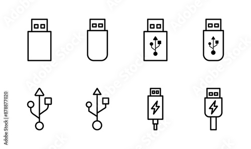 Usb icon set. Flash disk icon vector