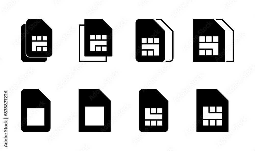 Sim card icon set. dual sim card icon vector Sim card icon set. dual sim card icon vector
