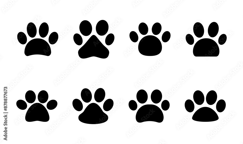 Paw icon set. paw print icon vector. dog or cat paw